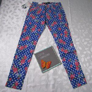 Floral and Dots Print Jeans